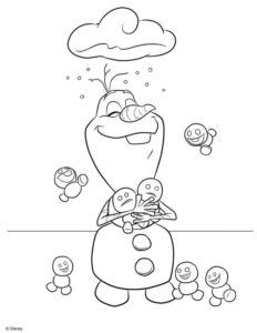 Olaf playing with snow babies coloring page coloring page