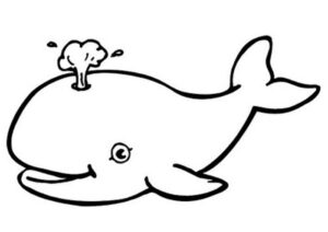 Happy whale spouting coloring page