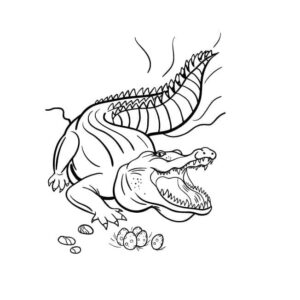 Alligator nesting: secret in slumbering eyes coloring page