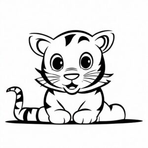 Baby tiger’s shocking eye opening coloring page