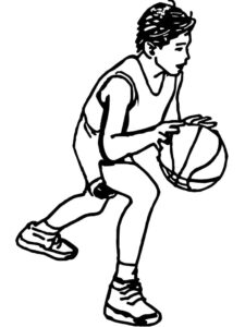 Basketball defense: a powerful silhouette coloring page