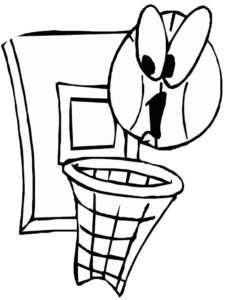 Basketball hoop silhouette: empty court coloring page