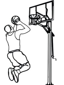 Basketball player’s dazzling dunk coloring page