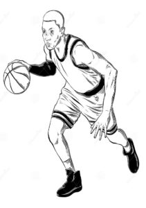 Basketball player’s intense focus coloring page