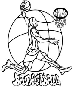 Basketball player suspended in mid-air coloring page