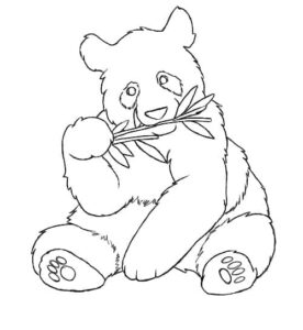 Bear holds leaf in paw coloring page