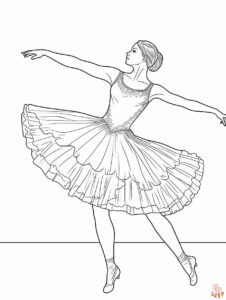 Beautiful ballerina dancing coloring page