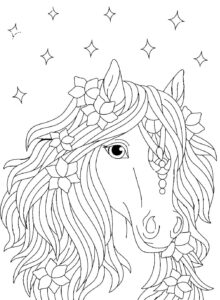 Horse makeup: glittering beauty coloring page