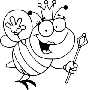 Bee king: magic wand & glasses coloring page