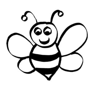 Bee smiles: two wings, twitching antennae coloring page