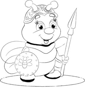 Bee warrior: helmet & sword coloring page