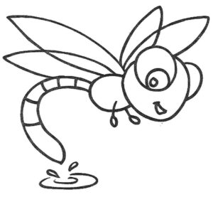 Bee’s tiny water drop: a close-up coloring page