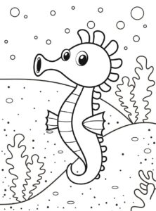 Big mouth seahorse coloring page