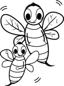 Big bee, small bee: a friendly smile coloring page