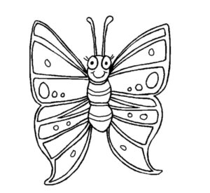 Black butterfly, white wings smile coloring page