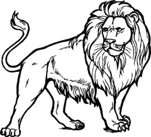 Black lion silhouette: striking artwork coloring page