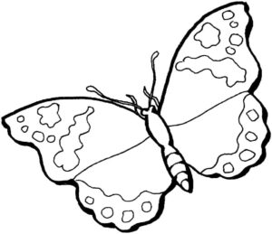 Black spotted butterfly in flight coloring page