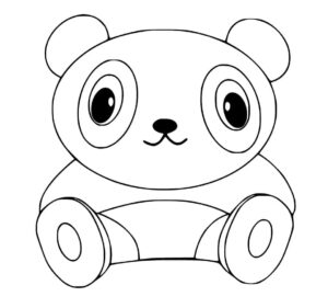 Black and white panda smiles coloring page