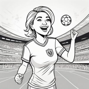 Blonde beauty cheers on her soccer team coloring page