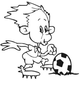 Boy chases ball: a race to win coloring page