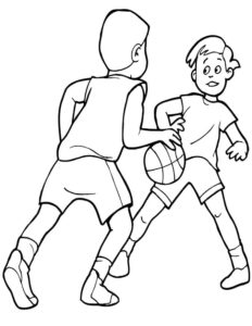 Boys, basketball, and brotherhood coloring page