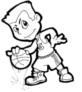 Boy’s basketball leap: blur of motion coloring page