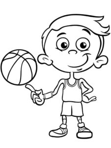 Boy’s joyful basketball moment coloring page