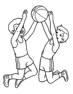 Boys soar for the ball: epic catch coloring page