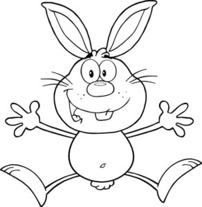 Bunny’s joyful leap: tongue wagging & bounce coloring page