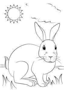 Bunny in tall grass: a moment of focus coloring page