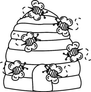 Busy bees: hive activity coloring page