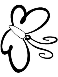 Butterfly beauty: wings, bow, ribbon coloring page