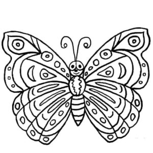 Butterfly smiles, flower on wing coloring page