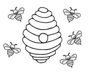 Buzzing bees: a hive’s busy life coloring page