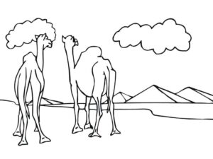 Camels & pyramids: an epic sight coloring page