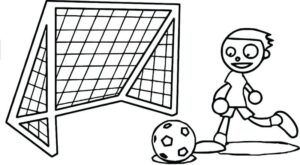 Cartoon character scores epic goal coloring page