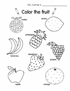 Color fruit: name your favorite coloring page