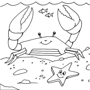 Crab feast: underwater life in action coloring page