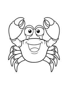 Crab’s joyful grin: sparkling eyes coloring page