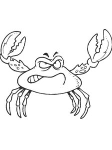 Crab’s furious glare: claws poised to strike coloring page