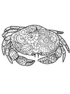 Crab’s majestic pose: circles & lines coloring page