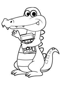 Crocodile calculates: math skills of reptiles coloring page