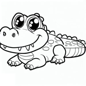 Crocodile’s mischievous grin: adventure awaits coloring page