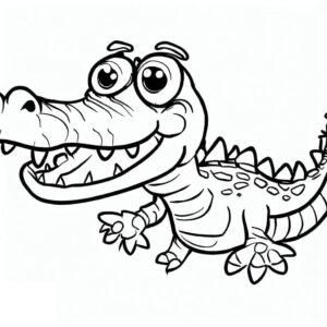 Crocodile grin: mischief in its eyes coloring page