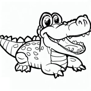 Crocodile grin: sharp teeth, scaly hide coloring page