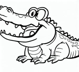 Crocodile grin: teeth gleaming in sun coloring page