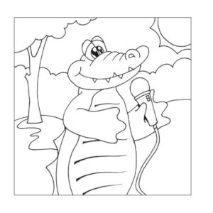 Crocodile sings in park: viral video coloring page