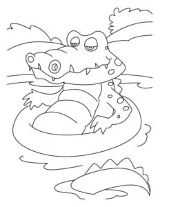 Crocodile naps: giant with sharp teeth coloring page