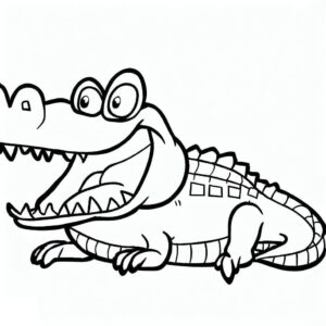 Crocodile’s grin: a patient hunter coloring page