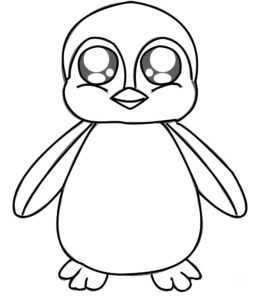 Curious penguin stands tall on ice coloring page